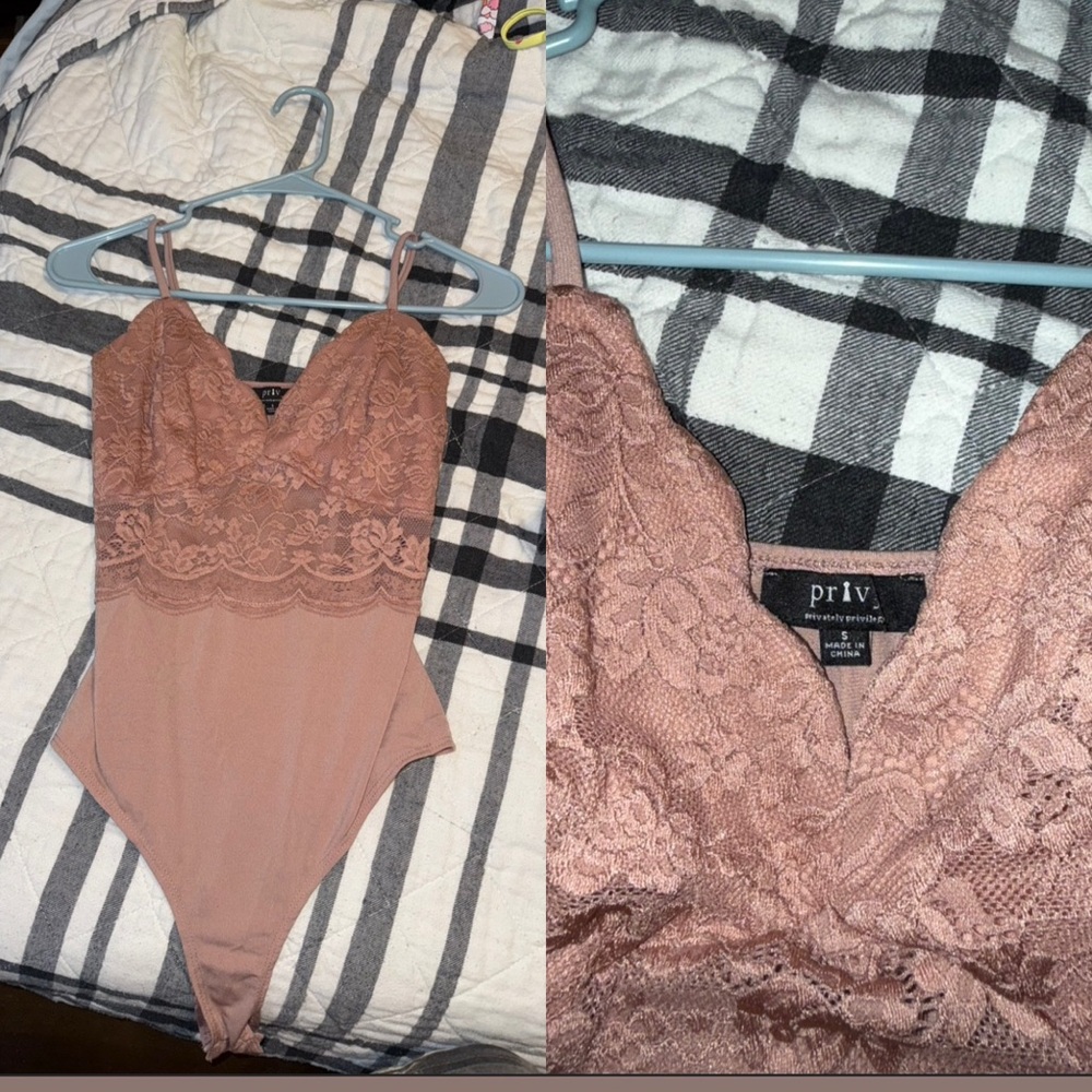 Pink lace body suit